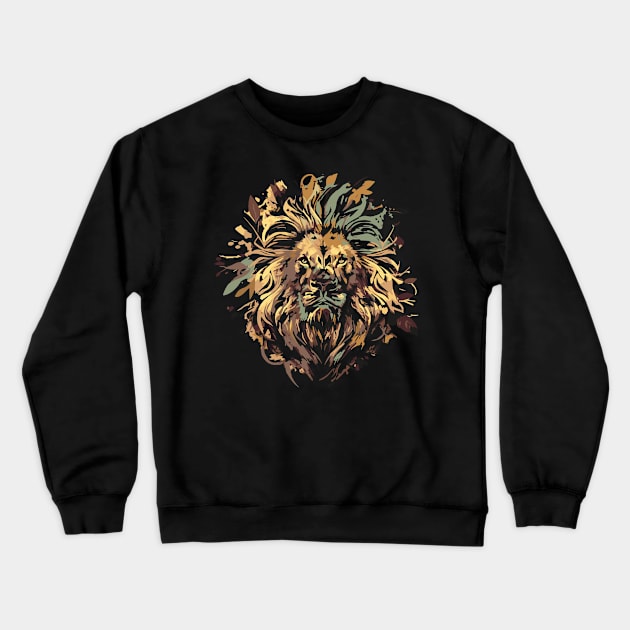 Lion face with dark design for lion lovers Crewneck Sweatshirt by HB WOLF Arts